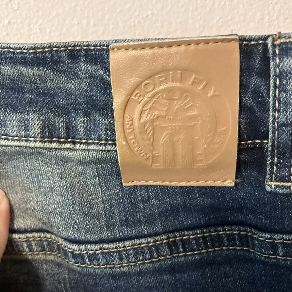 Born Fly Men's 36 ANYTOWN USA Y2K Grunge Distressed Denim Jeans Patchwork Zip - Picture 11 of 13